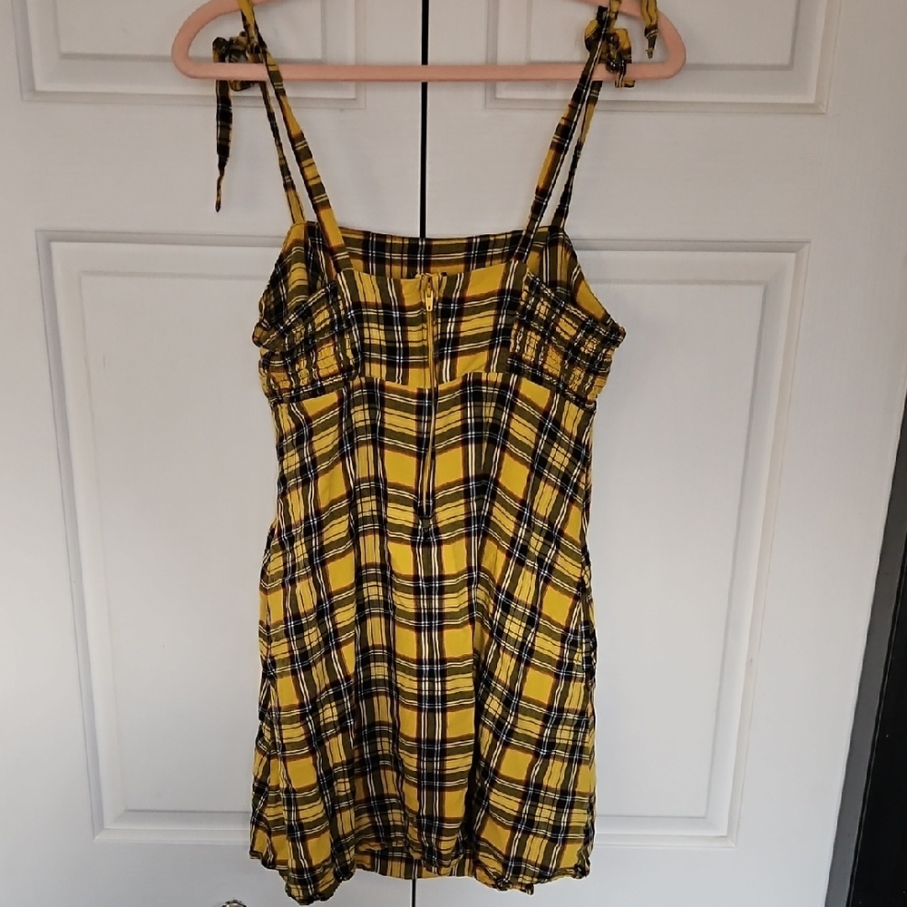 Hot Topic Yellow and Black Plaid Mini Dress - Picture 4 of 6
